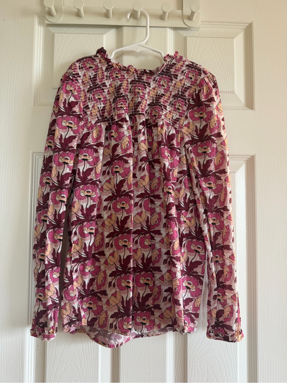 J. Crew Pink Multi Floral Smocked Long-Sleeve Top Liberty London